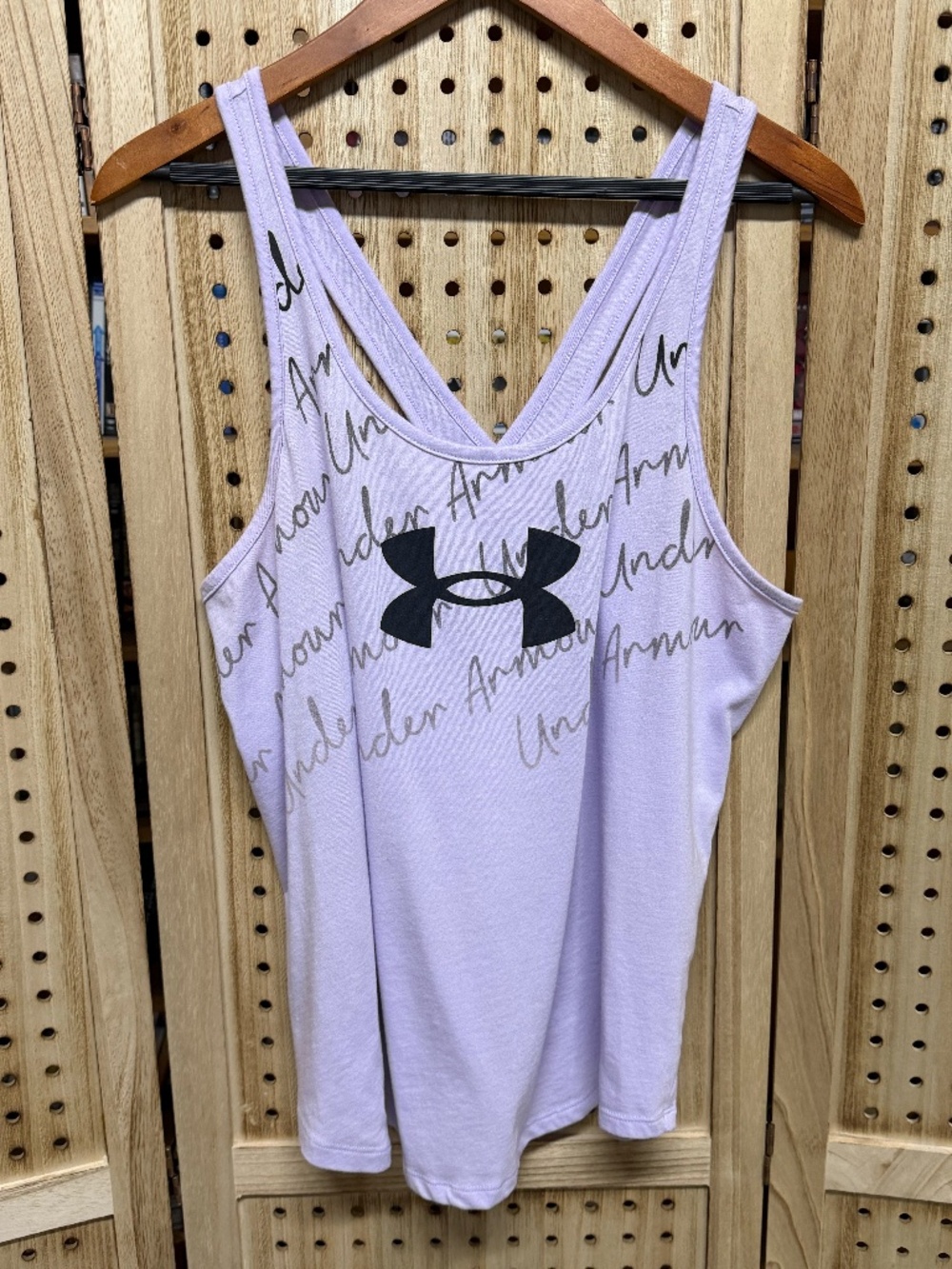 Under Armour Lavender Cross Back Tank Top Women’s Large Athletic Gym Cute - Picture 5 of 5